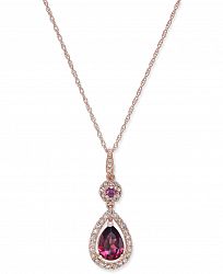 Rhodolite Garnet (1-1/10 ct. t. w. ) and Diamond (1/3 ct. t. w. ) Pendant Necklace in 14k Rose Gold