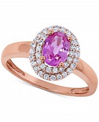 Pink Sapphire (1 ct. t. w. ) & Diamond (1/4 ct. t. w. ) Ring in 14k Rose Gold
