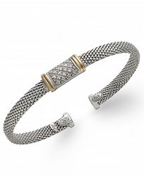 Diamond Mesh Bangle Bracelet in 14k Gold and Sterling Silver (1/8 ct. t. w. )