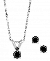 Black Diamond Jewelry Set in 10k White Gold (1/6 ct. t. w. )