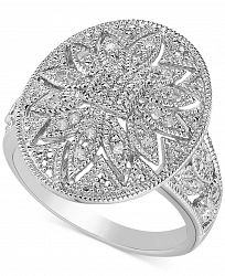 Diamond Filigree Floral Statement Ring (1/10 ct. t. w. ) in Sterling Silver