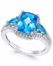 Swiss Blue Topaz (2-5/8 ct. t. w. ) and White Topaz (1/4 ct. t. w. ) Ring in Sterling Silver