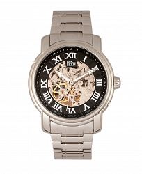 Reign Kahn Automatic Black Dial, Skeleton Silver Stainless Steel Watch 45mm