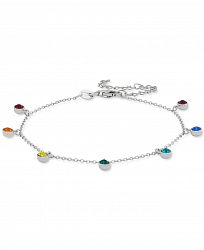 Rainbow Crystal Dangle Bracelet in Sterling Silver