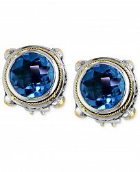 Balissima by Effy Blue Topaz Round Stud Earrings (7-5/8 ct. t. w. ) in 18k Gold and Sterling Silver
