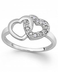 Diamond Double Heart Ring in Sterling Silver (1/10 ct. t. w. )