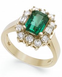 14k Gold Ring, Emerald (1-5/8 ct. t. w. ) and Diamond (3/4 ct. t. w. ) Ring