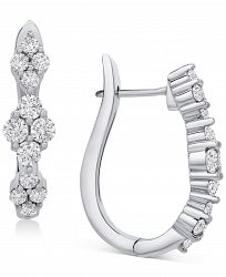 Wrapped in Love Diamond Cluster Huggie Hoop Earrings (1 ct. t. w. ) in 14k White Gold, Created for Macy's
