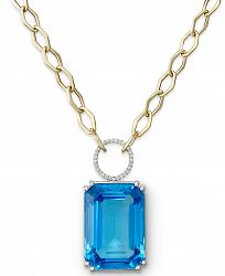 Blue Topaz (70 ct. t. w. ) and Diamond (1/4 ct. t. w. ) Statement Necklace in 14k Gold
