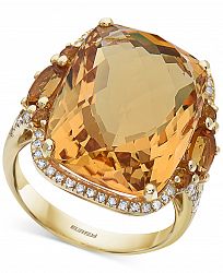Effy Citrine (17-1/3 ct. t. w. ) & Diamond (1/3 ct. t. w. ) Ring in 14k Gold
