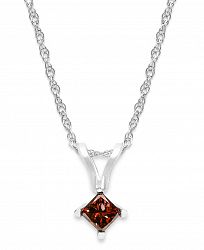 10k White Gold Red Diamond Pendant Necklace (1/6 ct. t. w. )