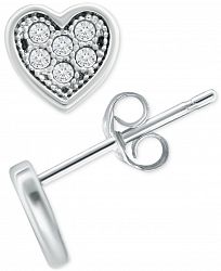 Giani Bernini Cubic Zirconia Cluster Heart Stud Earrings in Sterling Silver, Created for Macy's