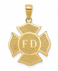 Fire Department Badge Pendant in 14k Yellow Gold