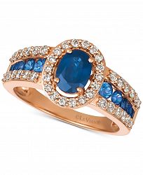 Le Vian Blueberry Sapphire (1-1/5 ct. t. w. ) & Nude Diamond (1/2 ct. t. w. ) Halo Ring in 14k Rose Gold