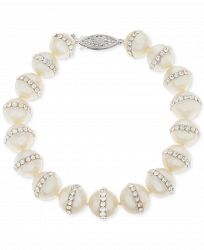 Cultured Freshwater Pearl (9.5mm) and Crystal Bracelet