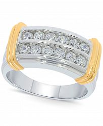 Mens' Diamond Double Row Ring (1 ct. t. w. ) in 10k Gold & White Gold