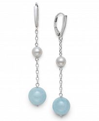 Milky Aquamarine and Cultured Freshwater Pearl (6-7mm) Earrings in Sterling Silver