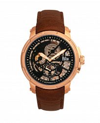 Reign Matheson Automatic Rose Gold Case, Genuine Brown Leather Watch 45mm