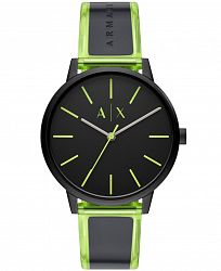 AX Armani Exchange Men's Black and Green Polyurethane Strap Watch 42mm