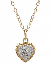 Children's 14k Gold Necklace, Crystal Heart Pendant