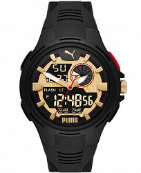 Puma Men's Bold Three-Hand and Digital Black Polyurethane Strap Watch 48mm