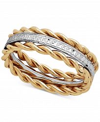 Two-Tone Rope Ring in 10k Gold & White Gold