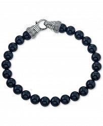 Esquire Men's Jewelry Onyx (8mm) Beaded Bracelet in Sterling Silver, Created for Macy's