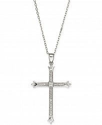 Diamond Skinny Cross Pendant Necklace in 14k White Gold (1/6 ct. t. w. )