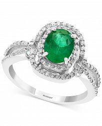 Effy Emerald (1-1/8 ct. t. w. ) & Diamond (1/3 ct. t. w. ) Ring in 14k White Gold