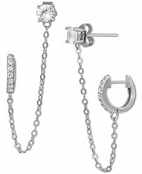 Giani Bernini Cubic Zirconia Double Pierced Stud & Hoop Earrings in Sterling Silver, Created for Macy's