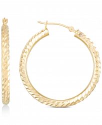 Signature Gold Diamond Accent Textured Round Hoop Earrings in 14k Gold Over Resin, Created for Macy's