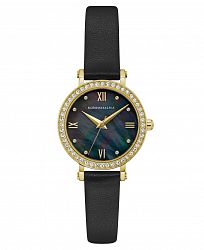 Bcbgmaxazria Ladies Black Leather Strap Watch with Dark Mop Dial, 30mm