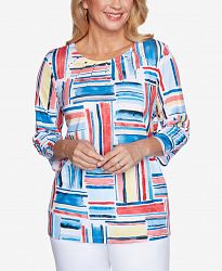 Alfred Dunner Petite Anchor's Away Etched Patchwork Top