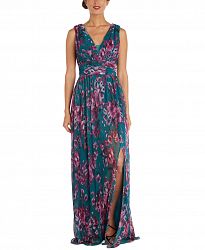 Nightway Petite V-Neck Floral-Print Gown