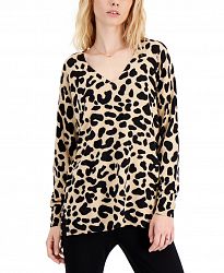 Inc International Concepts Petite Animal-Print Sweater, Created for Macy's