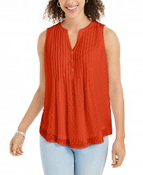 Charter Club Petite Pleated Clip-Dot Top, Created for Macy's