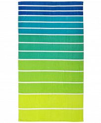 Closeout! Martha Stewart Collection Ombre Stripe Velour Beach Towel, Created for Macy's Bedding