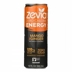 Zevia Zero Calorie Energy Drink - Mango/Ginger - Case of 12 - 12 fl oz - 1907963
