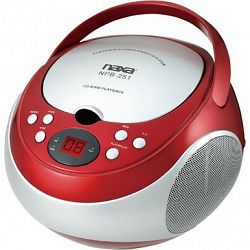 Naxa NPB251RD Portable CD Player with AM/FM Radio (Red)