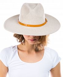Women's Vegan Leather Embossed Animal Print Band Wool Blend Felt Hat