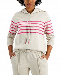 Charter Club Petite Striped Hooded Sweatshirt, Created for Macy's