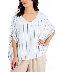 Jm Collection Petite Solid Gauze Sequin Poncho Top, Created for Macy's