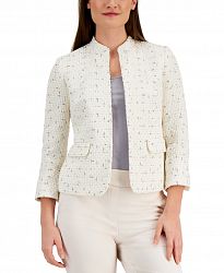 Anne Klein Mandarin-Collar Tweed Jacket