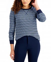 Style & Co Striped Waffle Knit Top, Created for Macy's
