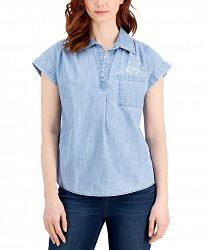 Style & Co Cotton Chambray Camp Popover Shirt, Created for Macy's