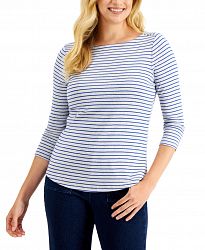 Charter Club Striped Supima Cotton Top, Created for Macy's