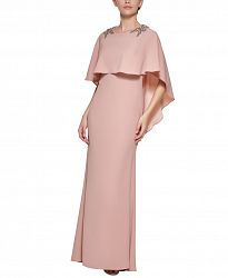 Vince Camuto Embellished Cape Gown