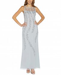 Papell Studio Beaded Sequin-Embellished Illusion Gown