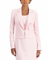 Tahari Asl Faux-Double-Breasted Cropped Blazer