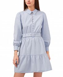 Msk Belted Button Up Tiered Dress